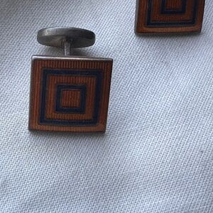 Vintage Geometric Enamel Square Cufflinks – Mid-Century Modern Design